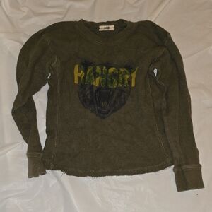 Wes & Willy Boys Thermal Long Sleeved Shirt With Bear And Hangry 4T